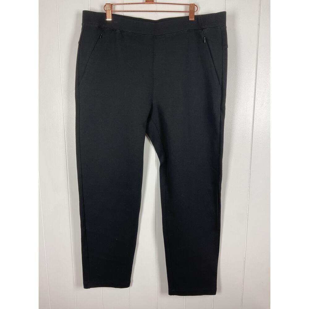 Roots‎ NWOT Black Pull On Ponte Pants Zip Closure Pockets Size XL